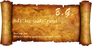 Béky Györgyi névjegykártya